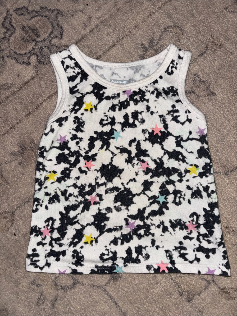 Garanimals White Tank with Black Splatter and Multi-Color Stars